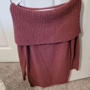 Express Off-Shoulder Sweater - Rich Burgundy
